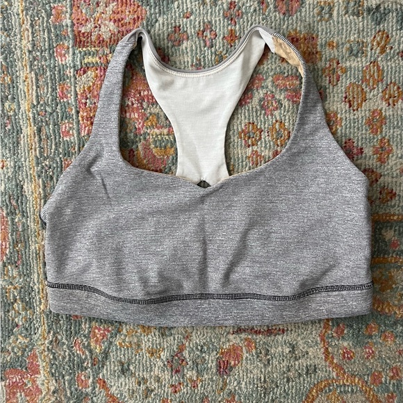 Lululemon Gray Striped Sports Bra - Picture 1 of 3